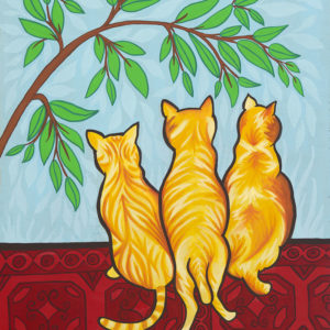 Cats at the Window / Gouache / 18x24 / $750